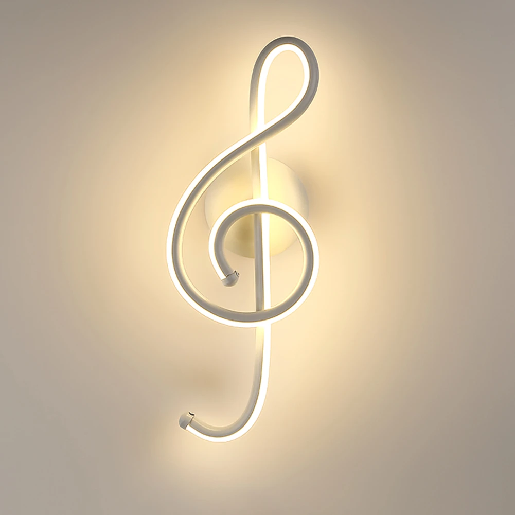 Creative LED Musical Note Design Wall-Mounted Lamp Modern LED Musical Note Bedside Spiral Night Light Indoor black wall lights