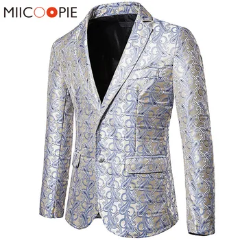 

Mens Suit Jacket Blazers 2019 New Luxury Paisley Floral Two Buttons Blazer Masculino Slim Fit Wedding Prom Men Club Blazer Homme