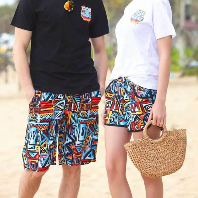 Men Women Couple Trunks Colorful Geometric Abstract Print Summer Beach Shorts Surfing Running Sports Drawstring Boardshorts Men Women Couple Trunks Colorful Geometric Abstract Print Summer Beach Shorts Surfing Running Sports Drawstring Boardshorts