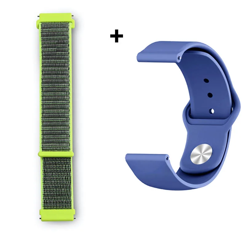Bright yellow-Blue 20 мм Браслет Для Xiaomi Huami Amazfit Bip нейлоновый ремешок для часов Amazfit GTS силиконовый браслет Amazfit GTR 42 мм ремешок для часов - Цвет: Bright yellow-Blue