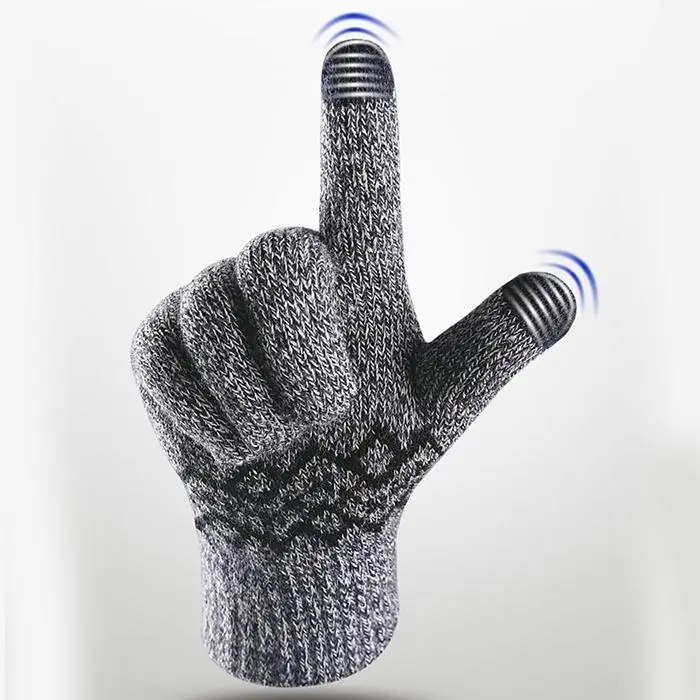 Winter Non-slip Women Men Mitten Elastic Cuff Warm Knitted Touch Screen Cycling, Outdoor Activities Gloves