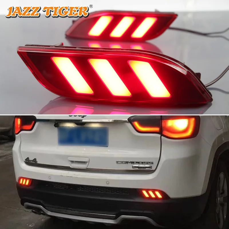Джаз тигр 2 шт мульти функции Автомобильный светодиодный задний противотуманный