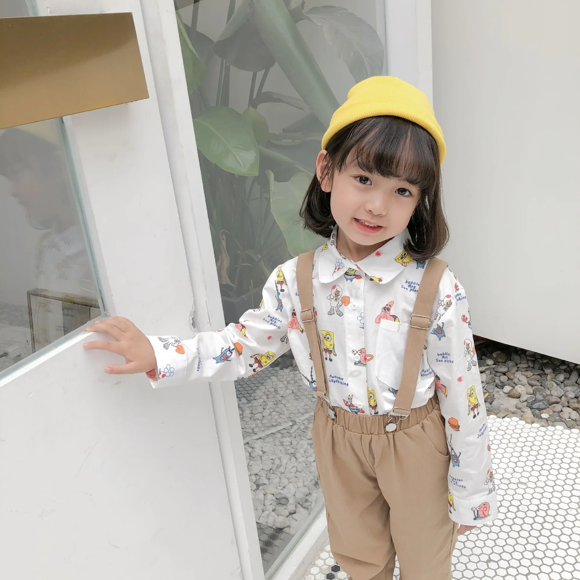 Tonytaobaby/Новая Осенняя детская одежда милый костюм с футболкой с длинными рукавами и рисунком и штанами Детская одежда Одежда для мальчиков и девочек