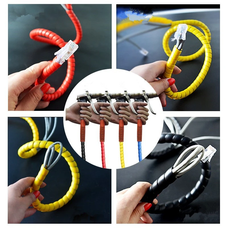 1Set 42mmX1.5M Winder Winding Cable Tube Flame Retardant Spiral Protective Cover Computer Line Finishing Storage Beam Line Tube