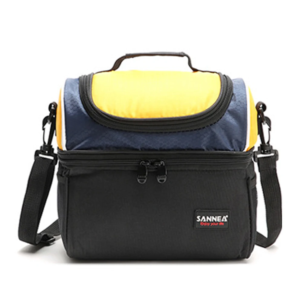 Цвет: желтый Сумка для хранения еды, Ланч-бокс, ручная школьная ткань Оксфорд, два слоя, портативная, для работы, путешествий, на открытом воздухе, теплоизоляция, регулируемая - Цвет: Цвет: желтый