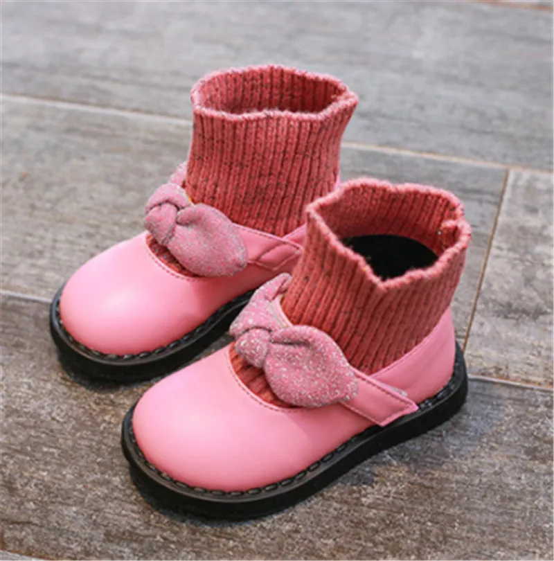 Сапоги для девочек; ботильоны из искусственной кожи для девочек; детская зимняя обувь для малышей; Теплая обувь; размеры 21-30; цвет красный, черный, розовый