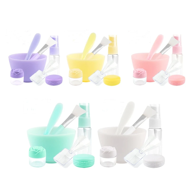 7PC/Set DIY Face Mask Tools Makeup Beauty Brush Spoon Stick Bowl Spray Professional Makeup Brush Cosmetics Silicone Bowl