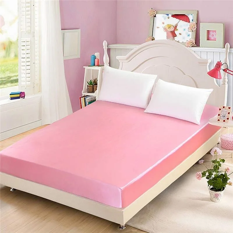 50 Home Textile Satin Silk Fitted Sheet Solid Color 19mm Seamless Solid