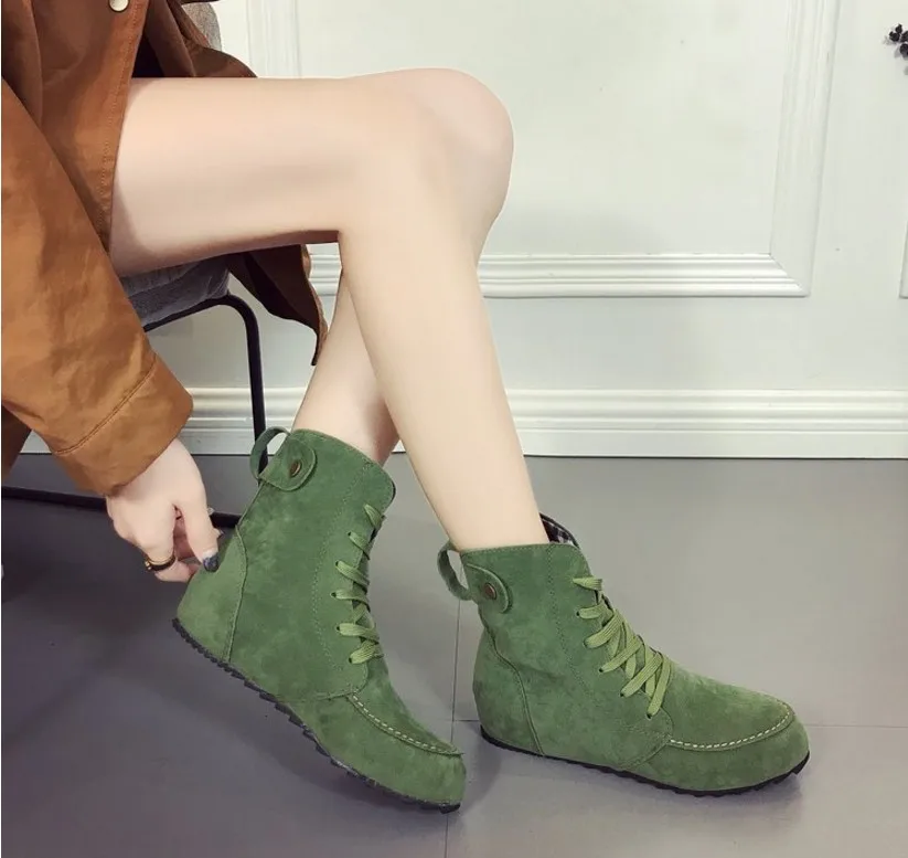 Green Hot Selling Women's Large Size High Upper Winter Thermal flat Shoes Women's Shoes Casual Shoes Women's Shoes 35——42 - Цвет: Green