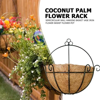 

Wall Hanging Basket Bracket Bonsai Holder Semi-circular Wall-mounted Flower Stand Home Garden Balcony Decoration