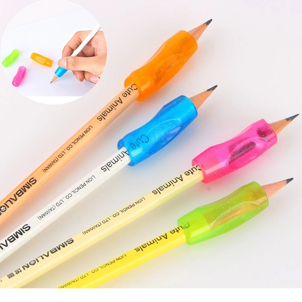 4 Uds socio de aprendizaje de los niños estudiantes papelería sostener lápiz practica dispositivo para Lápiz corrector de las posturas de agarre