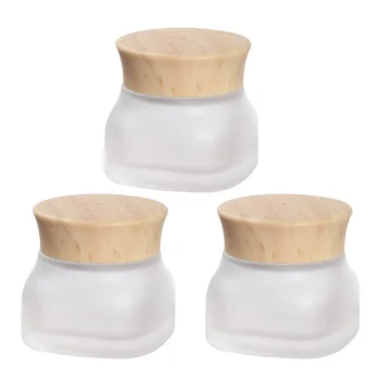 

3pcs Square Frosted Glass Cosmetics Sub-bottle Cream Bottle with Lid for Storage Creams Sample