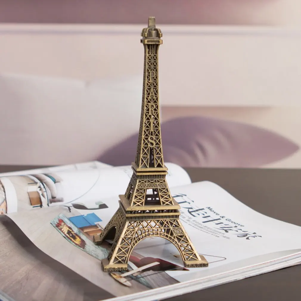 Unique Gifts 10cm Metal Art Crafts Paris Eiffel Tower Model Figurine Antiqued Bronze Statue Travel Souvenirs Home Decorations