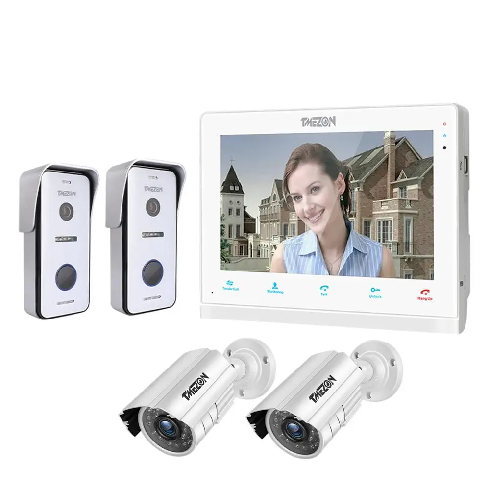 TMEZON 10 Inch Wif Video Door Phone Intercom Doorbell Home Security System Door Speaker Call Panel+7 inch Monitor +2x960p Camera TMEZON 10 Inch Wif Video Door Phone Intercom Doorbell Home Security System Door Speaker Call Panel+7 inch Monitor +2x960p Camera