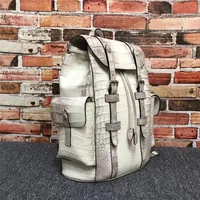 Exotic Genuine True Crocodile Skin Men's Top-handle Backpack Authentic Real Alligator Leather Male Large White Travel Bag Pack 2