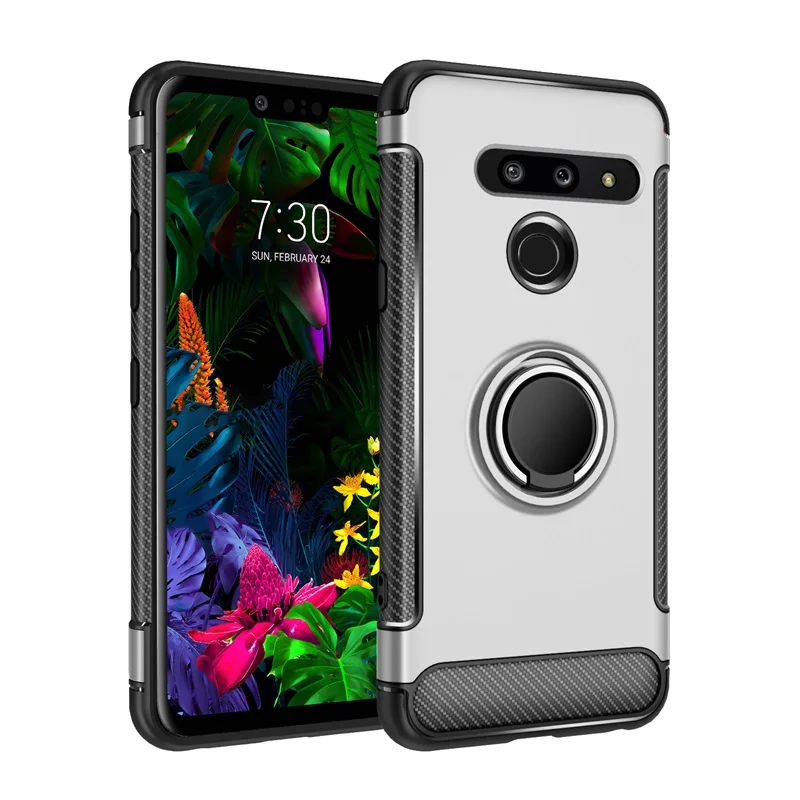 Чехол для LG V30 Plus, роскошный чехол, полное защитное кольцо, магнитный держатель, противоударный чехол для телефона s для LG V30 V35 V30S ThinQ Coque - Цвет: Серебристый