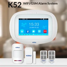 KERUI K52 wifi GSM сигнализация панель 4,3 дюймов TFT цветной дисплей безопасности дома умный жилой беспроводной охранной сигнализации комплект