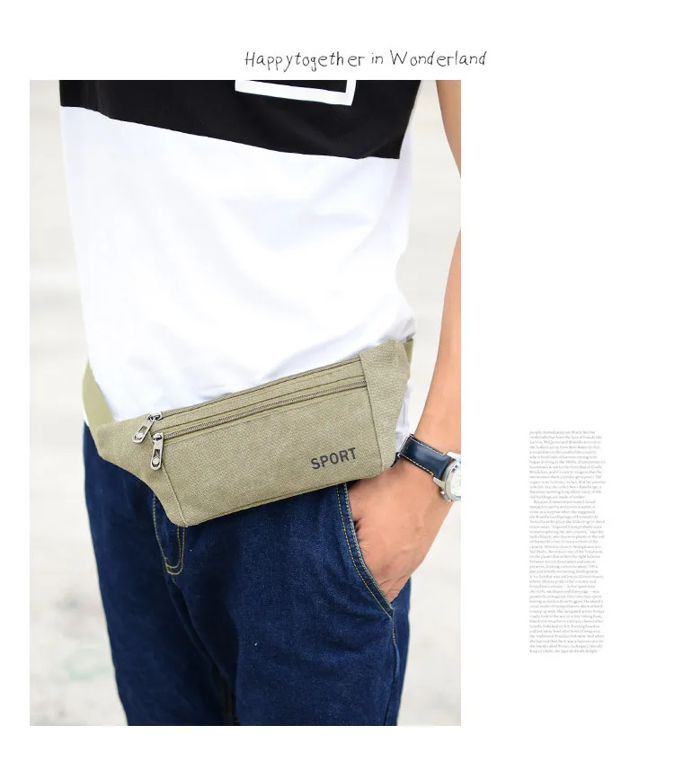 New Style Canvas Waist Pack Men Korean-style Waterproof Sports Waist Bag Women's Multi-functional Outdoor Casual Wallet Wholesal