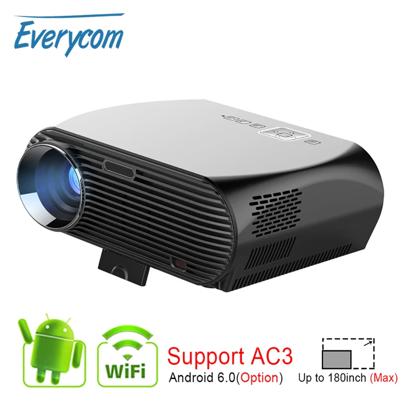 Everycom GP100 UP 3500 люмен светодиодный проектор Full HD WiFi Android 4K видео Proyector опция Smart Beamer