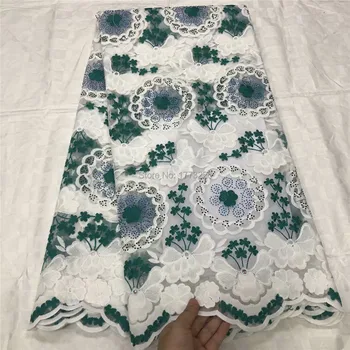 

White African Laces Fabrics Embroidered High Quality Milk Fiber French Lace Stones Fabric Cheap Nigerian Net tulle Lace Fabric
