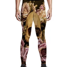 Мужские брюки в стиле ретро с черепом из розового дерева, модные вечерние леггинсы с высокой талией и длиной до колен, Рождественская спортивная одежда без ног с металлическими вставками