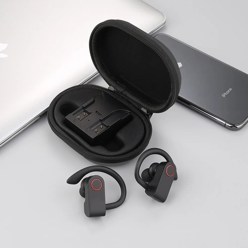 Ушные крючки, Беспроводные спортивные наушники, Bluetooth 5,0, водонепроницаемые наушники, наушники для занятий в тренажерном зале, 30 ч, чехол для зарядки