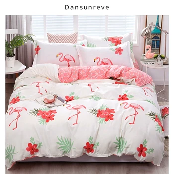 

Dansunreve 3/4 pcs Flamingo Patterned Bedding Set Duvet Cover Sets Home Textile Quilt Case With Pillowcases Twin Queen King 2020