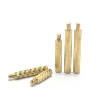 

M2 Brass Round knurl Male Female Standoff Stud Board Threaded Pillar PCB Motherboard Spacer Hollow Bolt Screw Nut M2*L+3mm