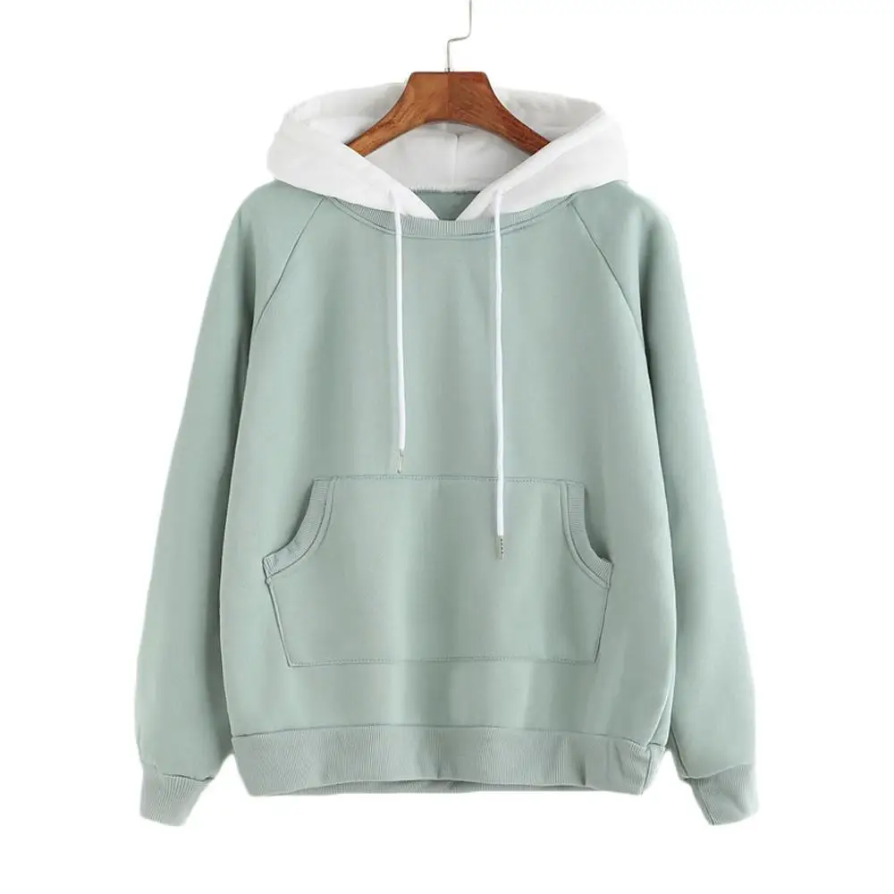 

Women's Sweatshirt Hoodie Top Autumn Stitching Solid Color Long Sleeve Velvet Pullover Sweatshirt Hoodies Sudadera Mujer HS3M ZQ
