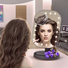 Зеркало 20 светодиодный сенсорный экран зеркало для макияжа 1X 10X настольная столешница яркий регулируемый USB кабель или батареи инструменты