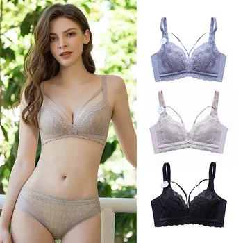 

Hantan good quality women lingerie set plus size bra push up beautiful underwear bras sexy lingerie set Bra without steel ring