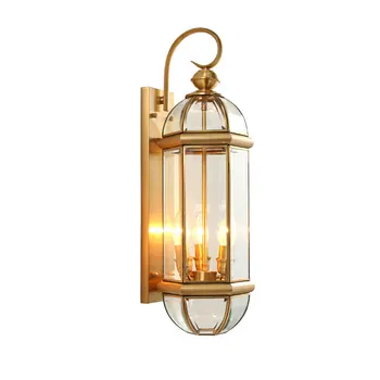 

Full Copper Outdoor Wall Lamp Europe Retro Waterproof Antirust Wall Light Villa Gateway Courtyard Corridor E27 Wall Mounted Lamp