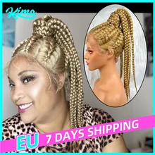 Braided Lace Front Wigs 360 Synthetic Wig 24inches Box Wig Braids African Braiding Hair With Baby Hair Ponytail hair