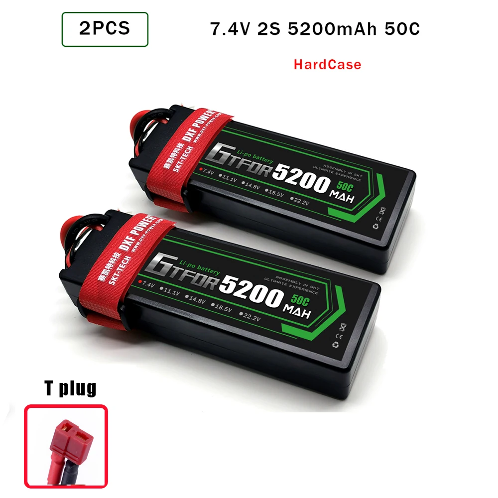 2PCS2S5200hardDeans GTFDR Батарея Lipo 2S 4S 7,4 V 14,8 V 5200 7000mah 6500 45C 60C 100C MAX 200C Жесткий Чехол для 1:8 1:10 RC багги Truggy автомобиля - Цвет: 2PCS2S5200hardDeans