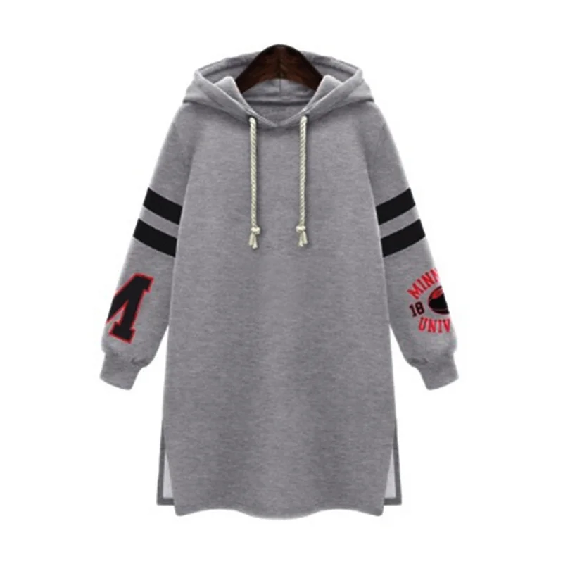Female Long Striped Hoodies Winter Warm Womens Hooded Sweatshirt Casual Coat Tops Pullover Plus Size Hoodie Women Black Stripe