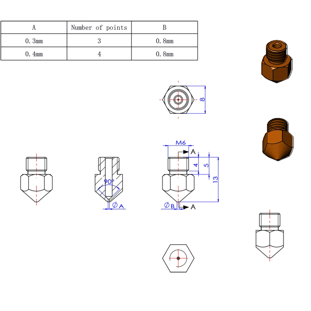 5x MK8 насадки для 3D принтеров Hotend MakerBot 1,75 мм Головка накаливания латунные насадки j-головка экструдер Rerap Prusa i3 экструдер