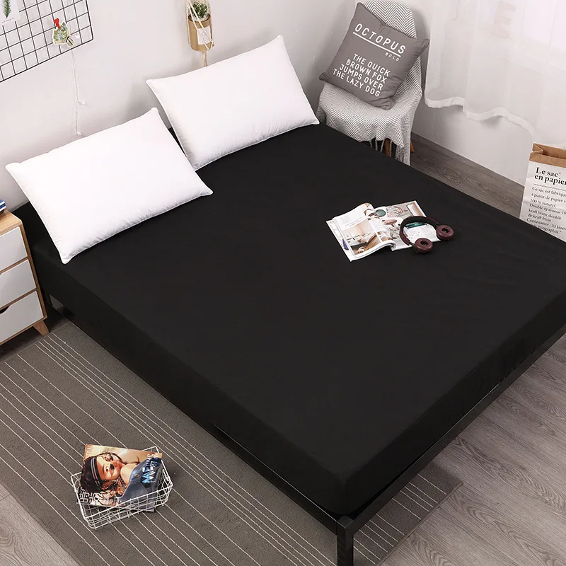 

Lanke Cotton Bed Sheets set with Elastic Rubber Band, Anti-Pull Solid color Fitted Sheet, Single Queen king Size
