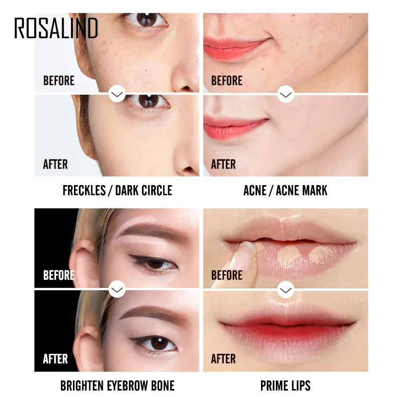 ROSALIND Concealer Corrector 6ml 6 Colors Full Coverage Long Wearing Cosmetics For Face Contouring Makeup Facial Corrector