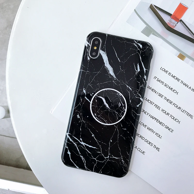 Для iPhone 11 Pro Max X XS XR XS MAX 6S 7 8 Plus мраморный чехол с подставкой для телефона Мягкий Силиконовый ТПУ чехол задняя крышка