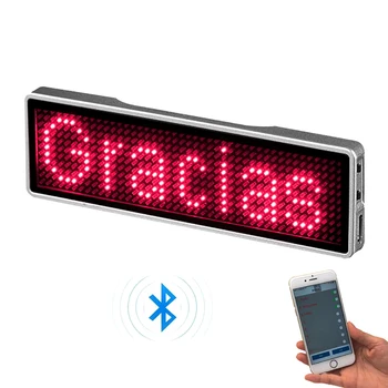 

Mini LED Display LED Name Sign Tag Rechargeable Bluetooth Digital LED Badge DIY Programmable Scrolling Message Trademark