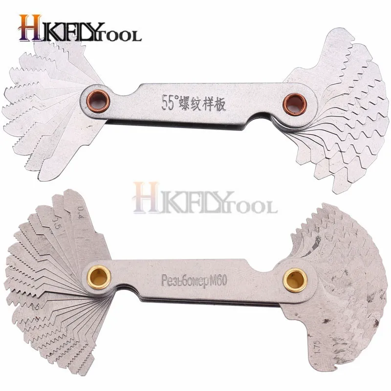 

2pcs/set Screw Thread Pitch Cutting Gauge Tool Set Made of Stainless Steel Centre Gage with 55 Degree & 60 Degree Inch & Metric