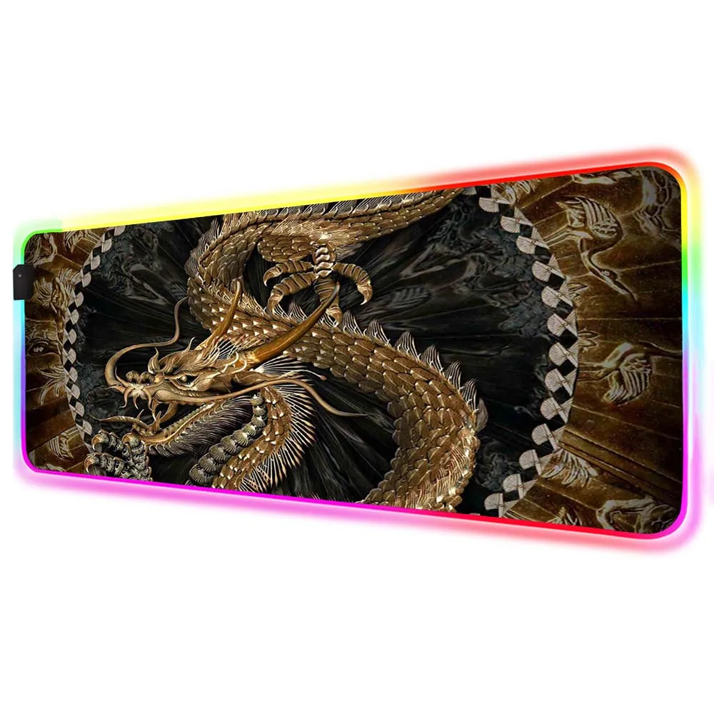 

Mairuige Large Mouse Pad Shenlong Yunyun Pattern RGB Gaming Computer Mouse Pad LED Lighting with Backlight Keyboard Pad Mousepad