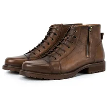Fashion Chelsea Boots Men Vintage Style Genuine Leather Mens Boots Back Zipper Lace-up Short Boots Hot Fashion Chelsea Boots Men Vintage Style Genuine Leather Mens Boots Back Zipper Lace-up Short Boots Hot
