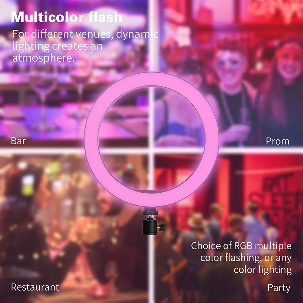 Светодиодный кольцевой светильник RGB 10 дюймов потоковая лампа для стриминга Youtube