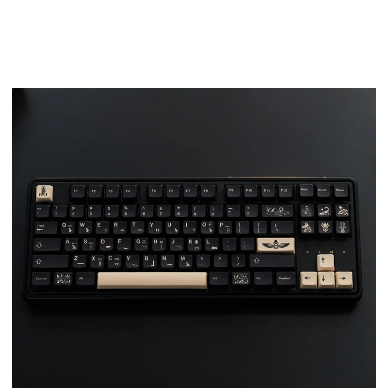 Chaves Gmk Faraó Tema Keycaps Preto Amarelo Pbt Cinco Lados Sublimação Keycap Xda Perfil para mx Interruptor Teclado Mecânico 140 - Imagem 5