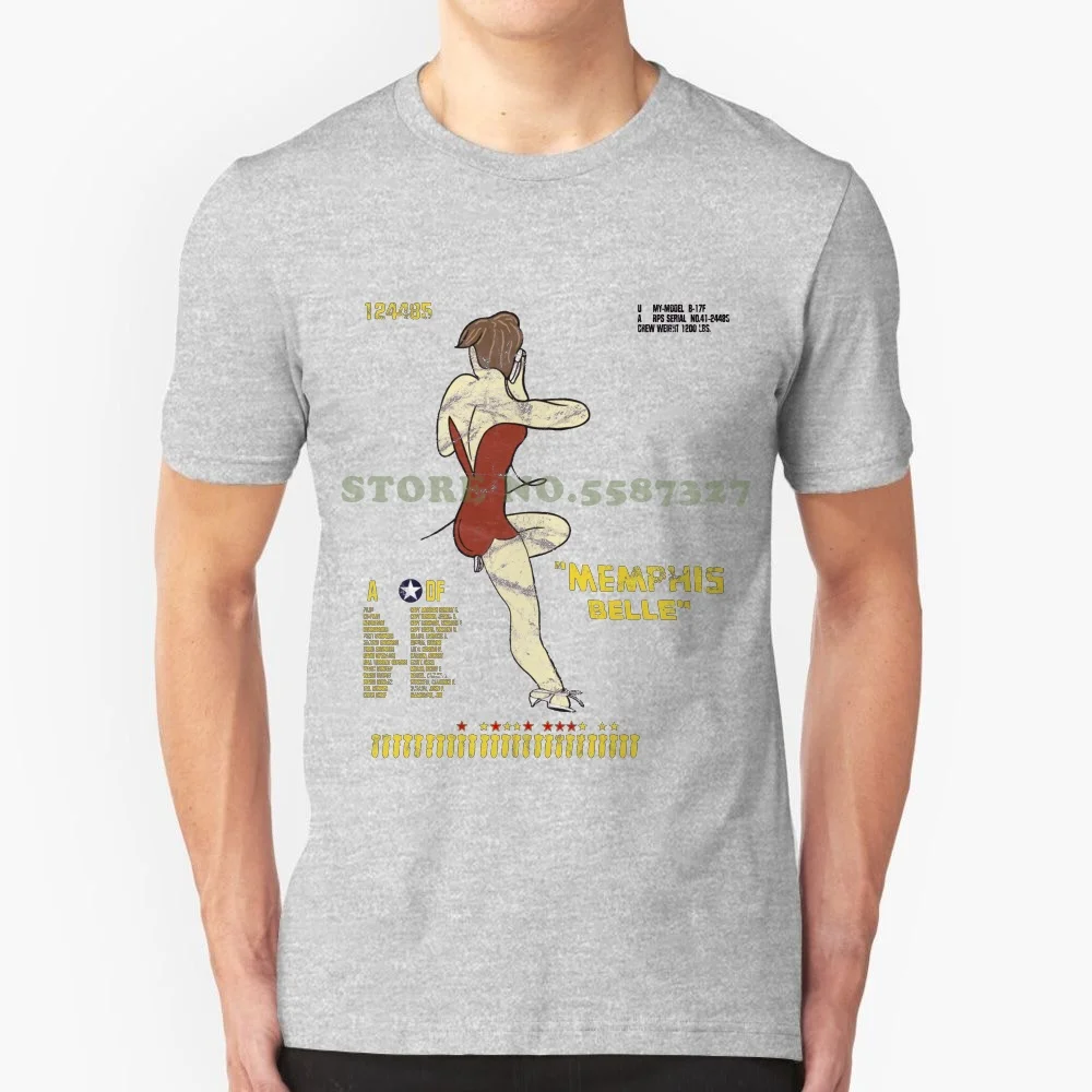 "Memphis Belle" B - 17 F Flying Fortress Wwii Nose Art Pinup Design Maglietta Estiva Per Uomo Donna Adolescenti Avgeek Pilot Wwii Air