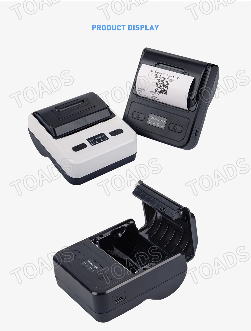 mini thermal printer bluetooth 80mm Portable Mini Printer Type-C Bluetooth-Compatible With Phone & Computer Wireless Mobile Phone Thermal Printer For POS Bill mini sprocket printer