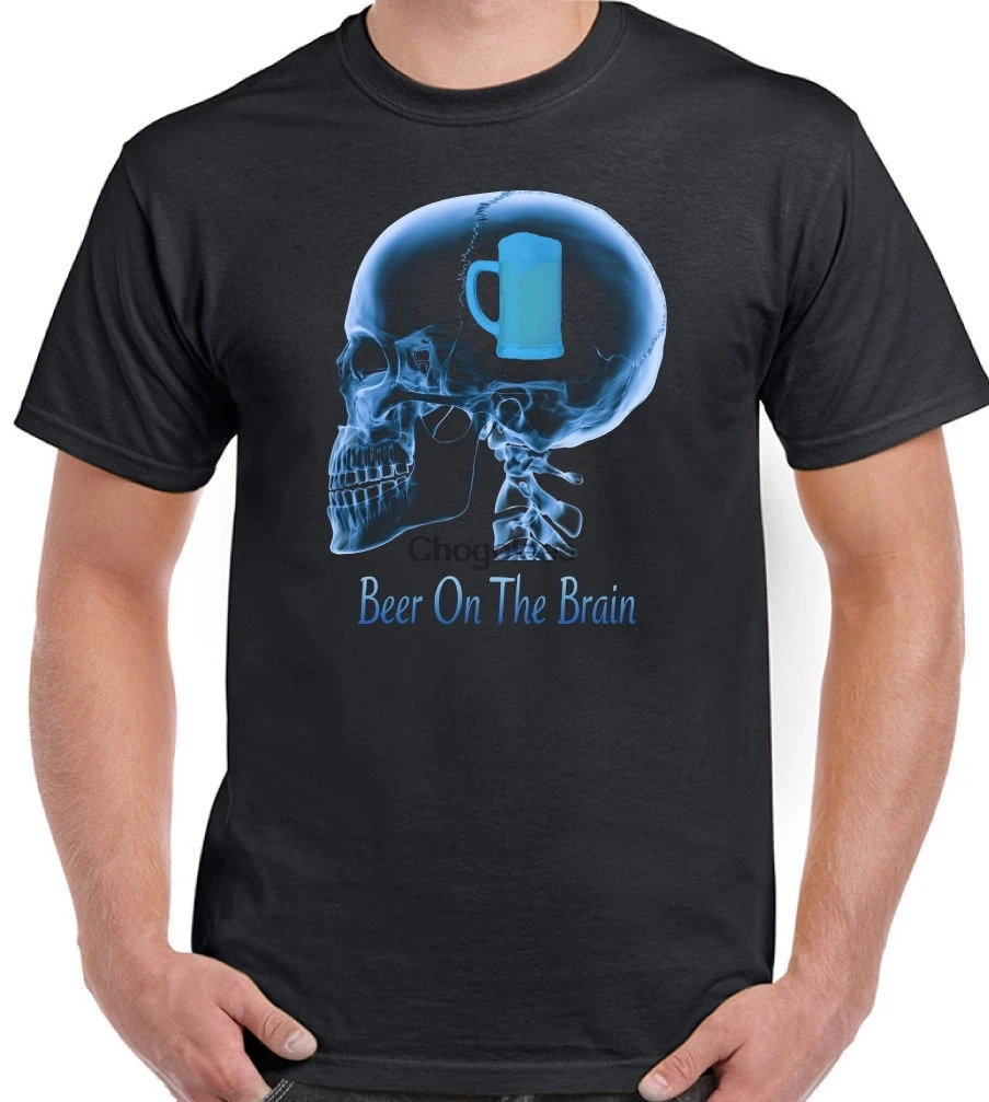 Beer On The Brain Mens Funny T-Shirt Drinking Ale Alcohol Larger Alcopop Booze | Мужская одежда