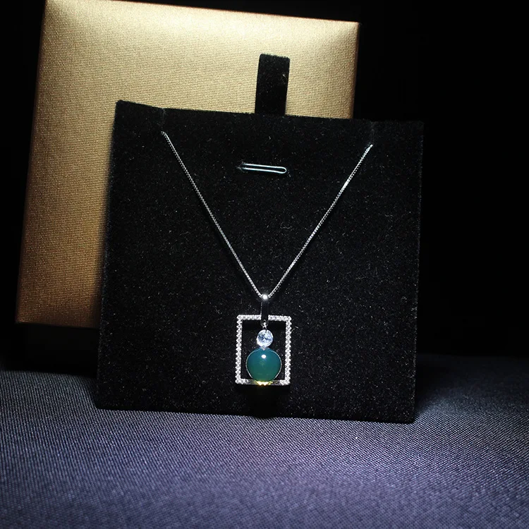 

Geometry Square Design Style P628 Blue Amber Inlaid 925 Silver Pendant Japanese Korean Trend 9-10mm Specification