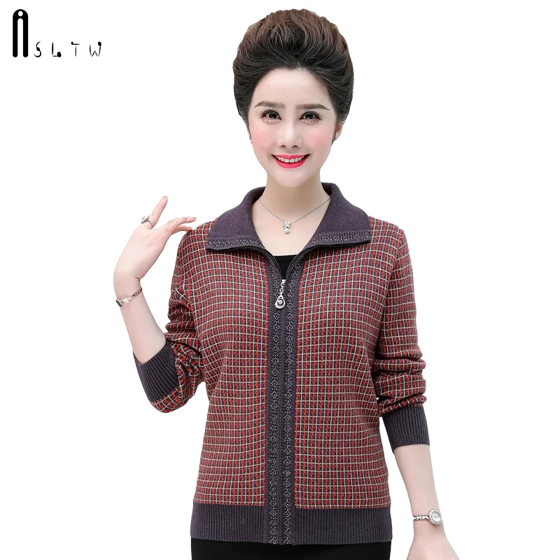 ASLTW Lattice Cardigan Woman New Autumn Winter Zipper Cardigan Feminino Plus Size Outwear Coat Knitted Lapel Thick Sweater Women